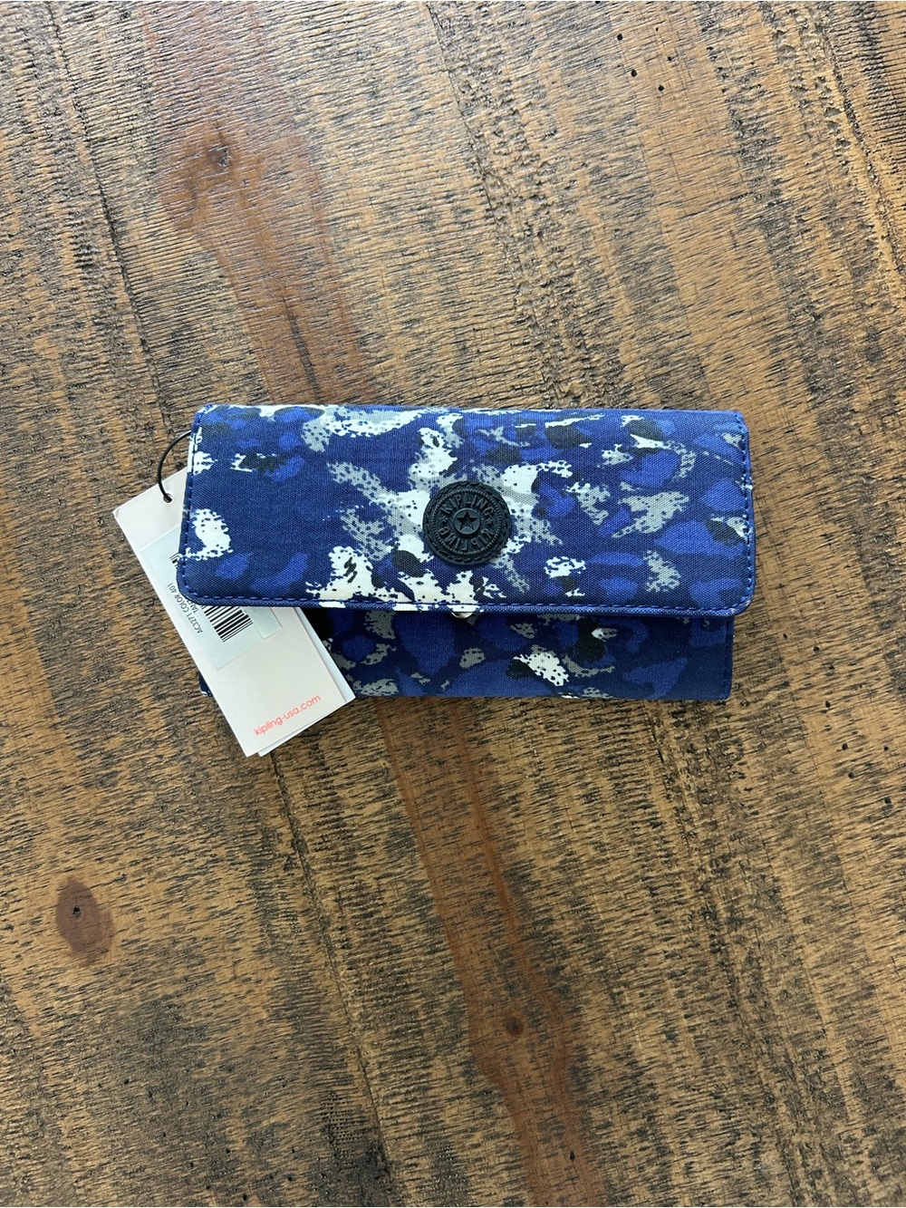 Kipling Blue White Camouflage Long Wallet